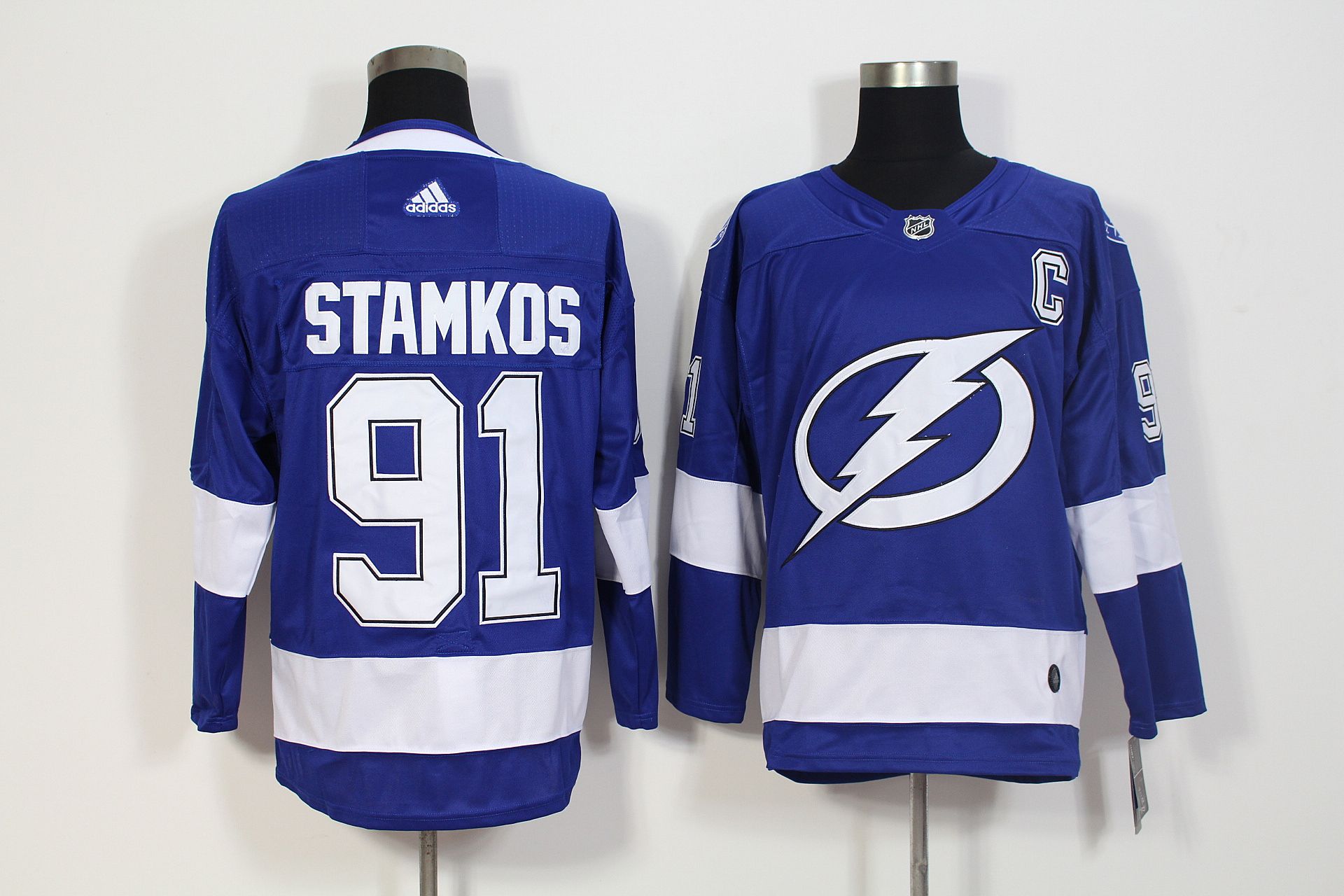 Men Tampa Bay Lightning #91 Stamkos Blue Adidas Hockey Stitched NHL Jerseys->women nhl jersey->Women Jersey